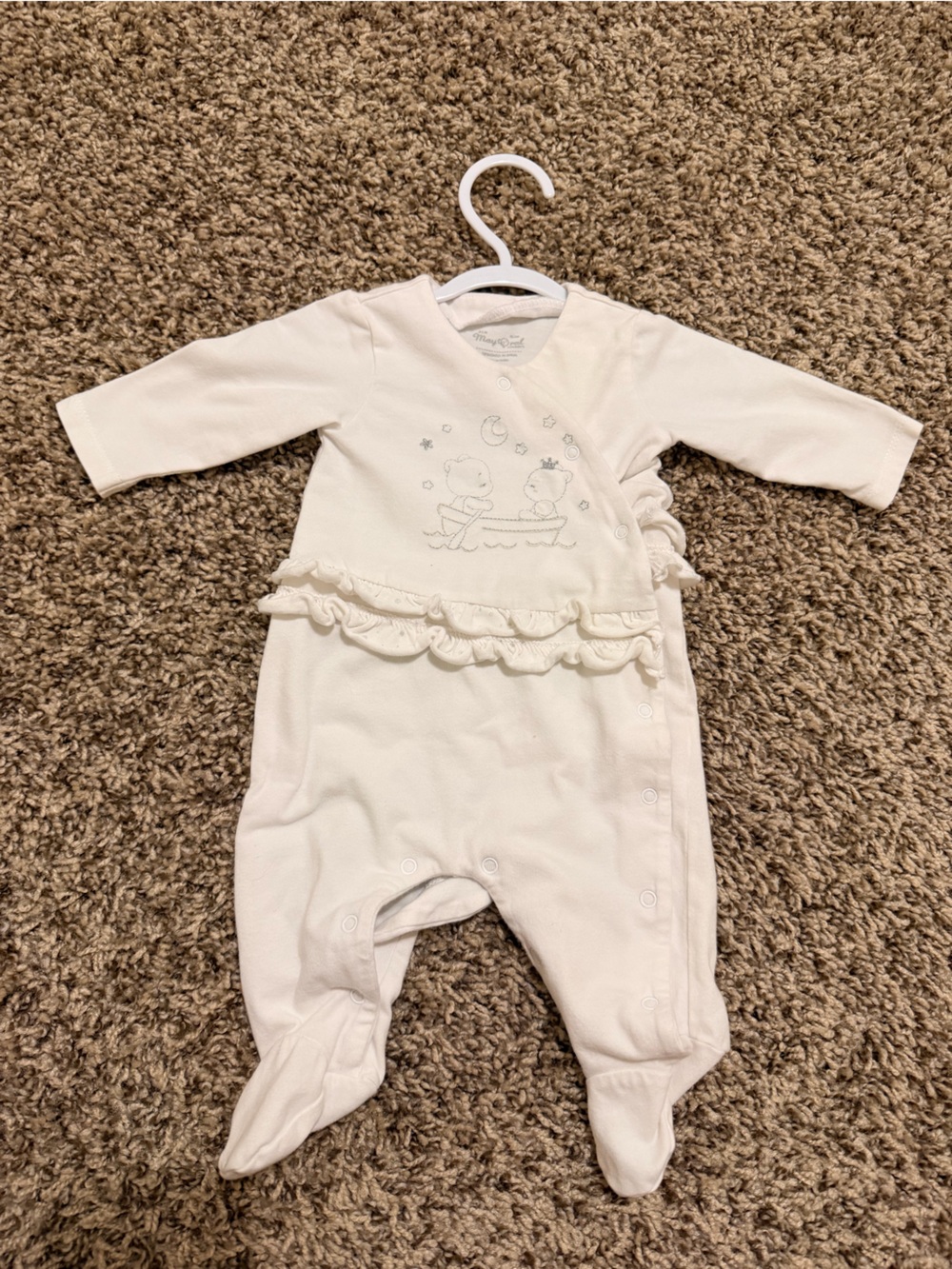 Mayoral Cream Ruffle Footed One-Piece Bodysuit